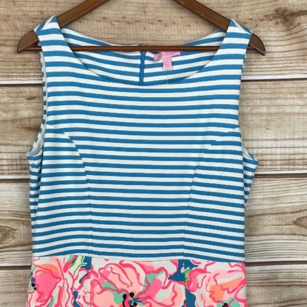 Lilly Pulitzer Juliana Flutter Blue Lucky Chin Combo Dress- Small - Picture 3 of 15